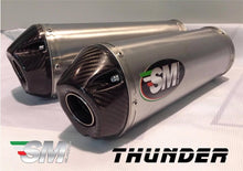 Load image into Gallery viewer, Ducati Monster 696 796 1100 Silmotor Exhaust Titanium Silencers With Carbon Caps