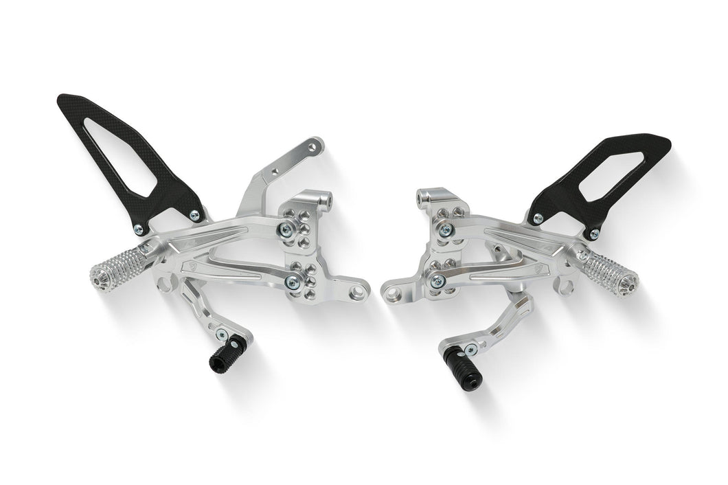 CNC Racing Adjustable RPS Rearsets & Carbon Silver For Ducati Panigale V4R 19-21