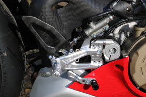 CNC Racing Adjustable RPS Rearsets & Carbon Silver For Ducati Panigale V4R 19-21